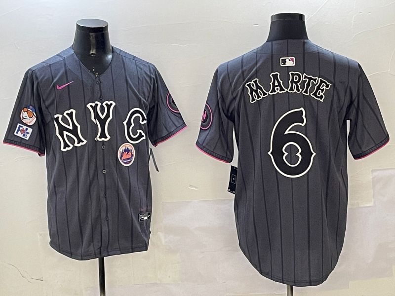 Men New York Mets #6 Marte Black City Edition 2025 Nike MLB Jersey style 8